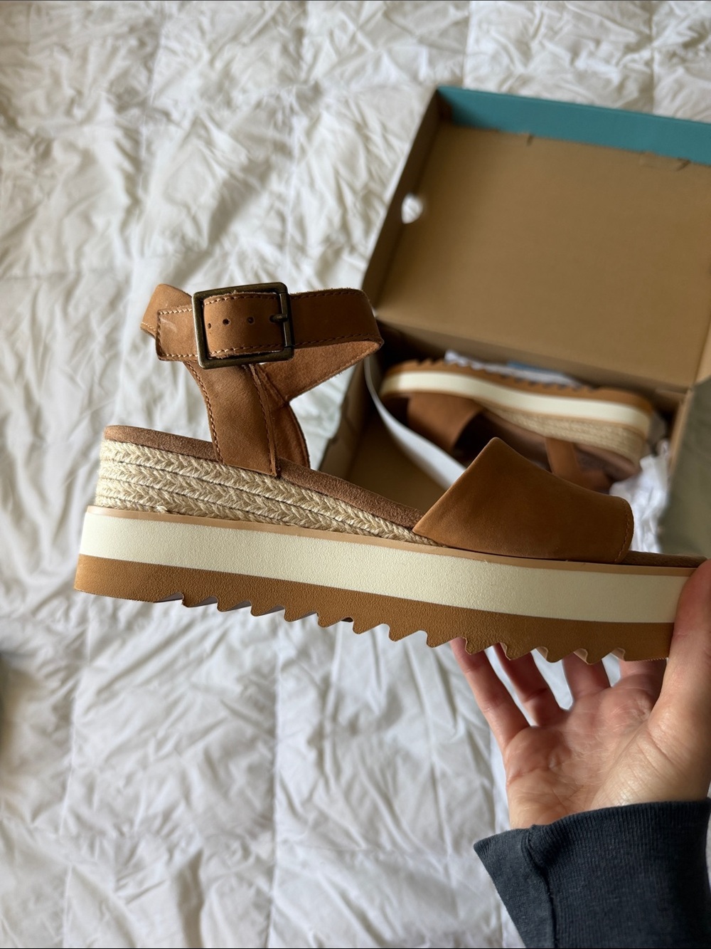TOMS Brown Espadrille Wedge Sandals - Picture 2 of 3